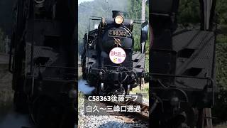 4Kshorts C58-363 後藤デフ！SLパレオ　白久〜三峰口通過　[Chichibu-Railway Steam locomotive Class C58 \