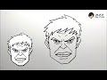 how to draw hulk face step by step