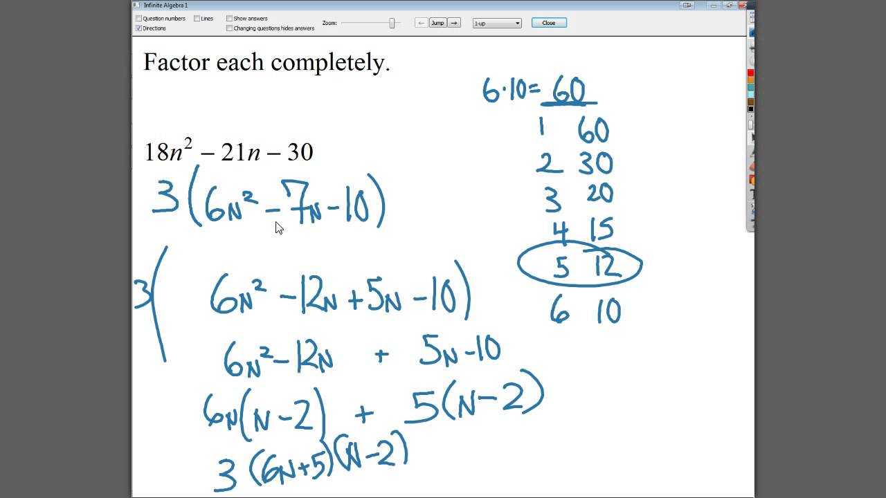 Factoring Example Problems With Answers