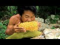 adventure in forest find fruit in the jungle show eating durian fruit delicious