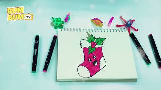 Bum Bum TV | Hướng Dẫn Vẽ Chiếc tất Giáng sinh | Vẽ Chủ Đề Noel | How to Draw a Christmas Sock