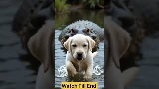 Save the dog I Crocodile attack #ytshorts #shorts #puppy #crocodile #wildlife #aishorts