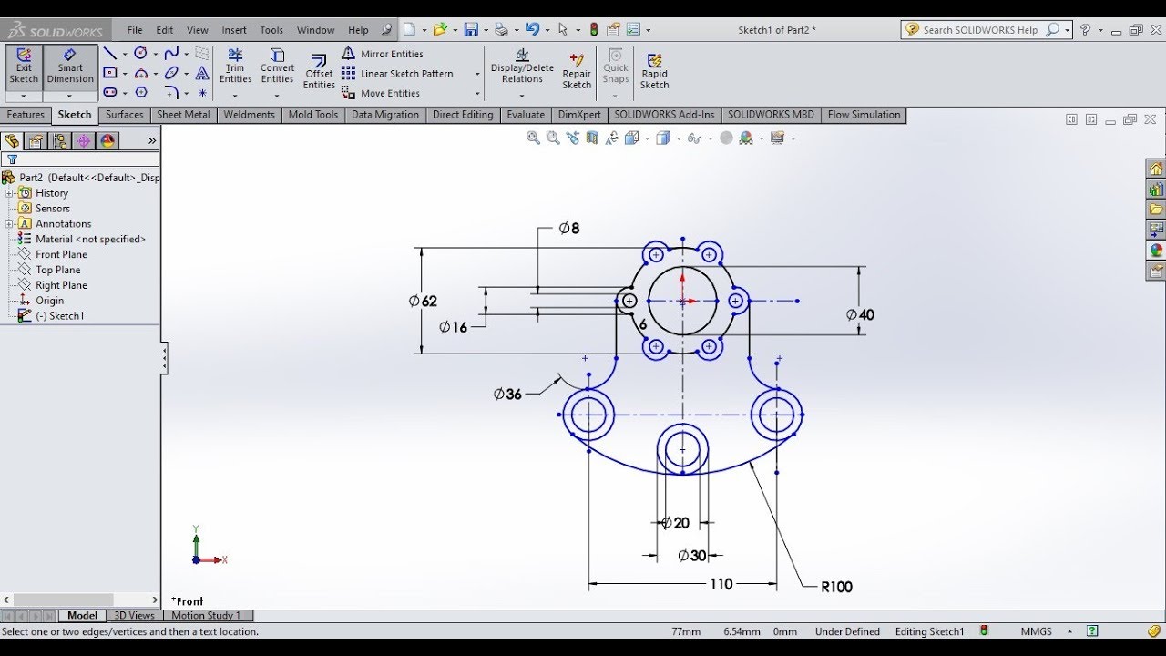 Solidworks Tutorial How To Draw 2d Sketch In Solidworks Part 2 Solidworks Tutorial How To Draw 2d Sketch In Solidworks Part 2