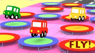BOUNCY CARS! - Trying to FLY? - Cartoon Cars - Cartoons for Kids!