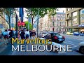 Walking Melbourne City, Victoria, Australia | 4K | City Traffic People Sounds ASMR White Noise