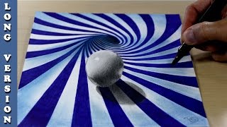 Ball in blue spiral, long version 3D Trick Art on Paper