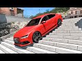 TRANSPORTING MINI HONDA & BMW TRUCK & AUDI BUS with FLATBED TRAILER & CRAZY LOADERS! - BeamNG.drive