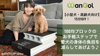 【小型犬・高齢犬向け】15分DIY！100均ブロックのお手軽ステップで愛犬の身体の負担を減らしてあげよう♪《はじめてわんこDIY》