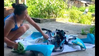 Countryside Girl repairing and retouching her motor bike – DIY Repair \u0026 Restoration