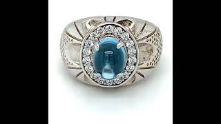 Blue Topaz 2.90ct Platinum Finish Solid 925 Sterling Silver Ring