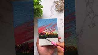 Easy Sunset painting✨#shorts #painting #easy #art #ashortaday #acrylic #sunset #drawing #beginner