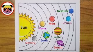 Solar System Drawing / How to Draw Solar System / Solar System Planets Drawing / Solar System