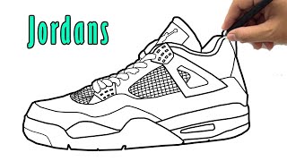 How to Draw Jordans Drawing | Easy Jordan Shoe Drawings Step by Step Sketch