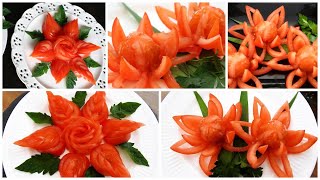How to Make Tomato Decoration | Tomata Art | Fruit Carving Tomato Garnishes