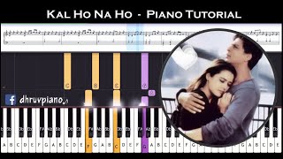 ♫ KAL HO NA HO (Heartbeat) || 🎹 Piano Tutorial + Sheet Music (with English Notes) + MIDI