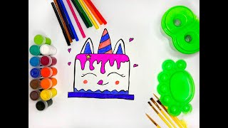 How to Draw Unicorn Cake🍰 | Unicorn Cake Drawing | Fruit Cake Art for Kids