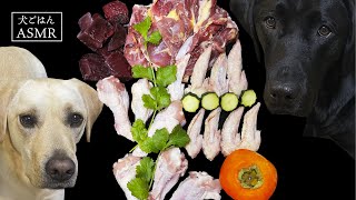 【ASMR  犬ごはん】鶏の骨をバキバキっと美味しそうに食べるラブラドールレトリバー/Raw feeding dog/生肉/生骨/咀嚼音