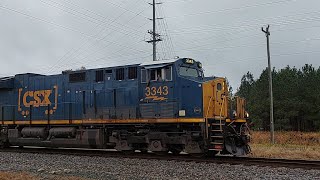 CSX M492 headed Westbound in Monroe NC with CSXT 3343 in the lead 11/27/22🇺🇸