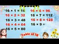 learn multiplication table of 16x1=16 table of 16 multiplication tables 16 table suddivani.