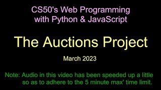 CS50: Commerce / Auction Project for Web Programming with Python & JavaScript