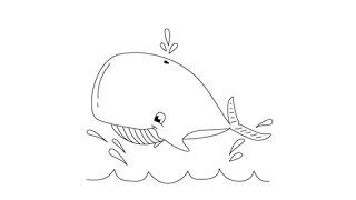 How to draw a Whale - Easy step-by-step drawing lessons for kids