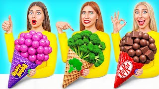 Gummy Food, Real Food vs Chocolate Food Challenge by Candy DO