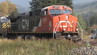 Skeena Pacific Video #2219 CN Mixed Meets Stacks, Vavenby, BC   2024-09-04 15:53hrs