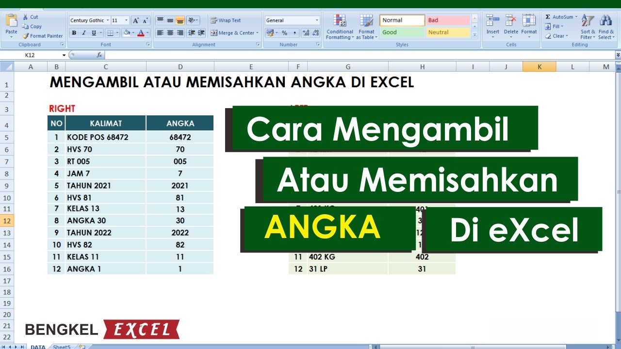 Cara Mengambil Atau Memisahkan Angka Di EXcel - YouTube