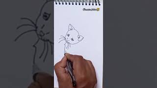 | Cute Cat🐈 Drawing | Cat🐈 Drawing Easy ForBeginners | #shorts #catdrawing #creativeart #drawing