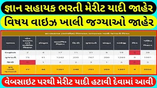 જ્ઞાન સહાયક ભરતી વિષય વાઇઝ ખાલી જગ્યાઓ જાહેર || જ્ઞાન સહાયક ભરતી મેરીટ યાદી જાહેર || Gyan Sahayak