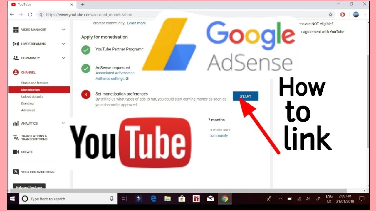 How To Link Google Adsense To Your Channel Tutorial 2019