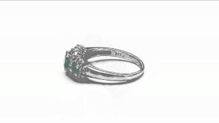 Johareez 1.09CTW Genuine Emerald \u0026 White Topaz .925 Sterling Silver Ring