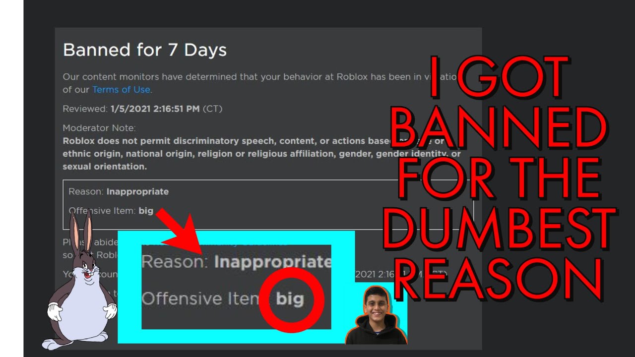 I GOT BANNED FOR THE DUMBEST REASON (Roblox) - YouTube