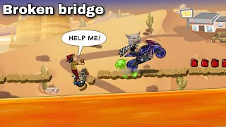 Broken bridge vs Cars🤯  hill climb racing 2     (map maker)