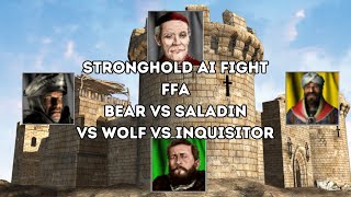 Stronghold Crusader | AI Fights | Inquisitor vs Wolf vs Bear vs Saladin