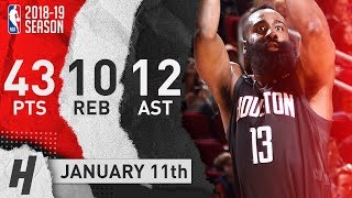 James Harden NASTY Triple-Double Highlights vs Cavaliers 2019.01.11 - 43 Pts, 12 Ast, 10 Reb!