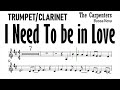 I Need to be In Love Trumpet Clarinet Sheet Music Backing Track Play Along Partitura