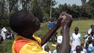 Football players learn about Handwashing during Interschool sports activities organised by KYFA