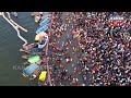 mass gathering at kumbh mela in prayagraj devotees takes holy dip at triveni sangam