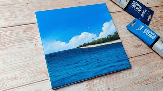 Simple seascape / easy acrylic painting for beginners ✨️