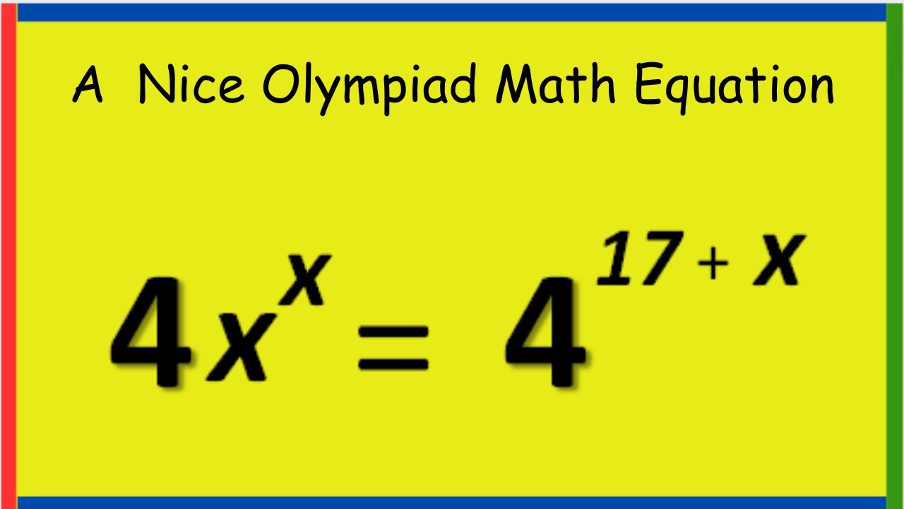 A Nice Math Olympiad Algebra Problems Youtube