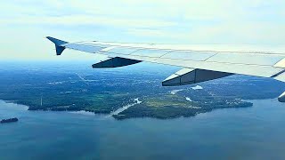 Beautiful St Lawrence River views from Montreal Takeoff