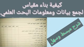 شرح كيفية بناء مقياس لجميع معلومات وبيانات البحث العلمي بطريقة  سهلة ومبسطة.