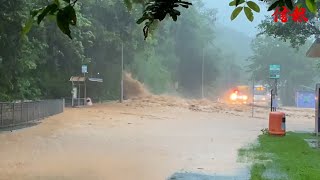 【黑雨來襲】大嶼山嶼南道今早山泥傾瀉 馬路嚴重水浸