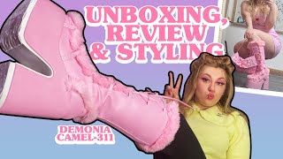 UNBOXING NEW PASTEL PINK PLATFORMS - Demonia Camel-311 Boots Styled 3 Ways / Pink Kawaii Shoes