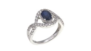 14K Gold 1.49ctw Sapphire and White Zircon Figure 8 Ring