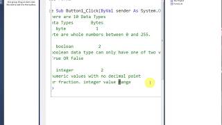 Data Types in Visual Basic part 1