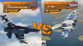 NEW! F-16C Fighting Falcon VS J-16 | Epic Strike Fighter Comparison | Modern Warships