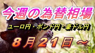 【TAKA FX】ユーロ円、ポンド円、豪ドル円の今週の為替相場の動きと来週の展望をチャートから解説。8月21日～