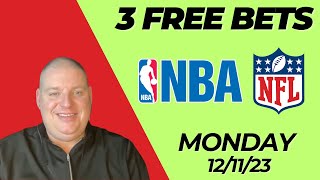 Monday 3 Free Betting Picks & Predictions - 12/11/23 l Picks & Parlays